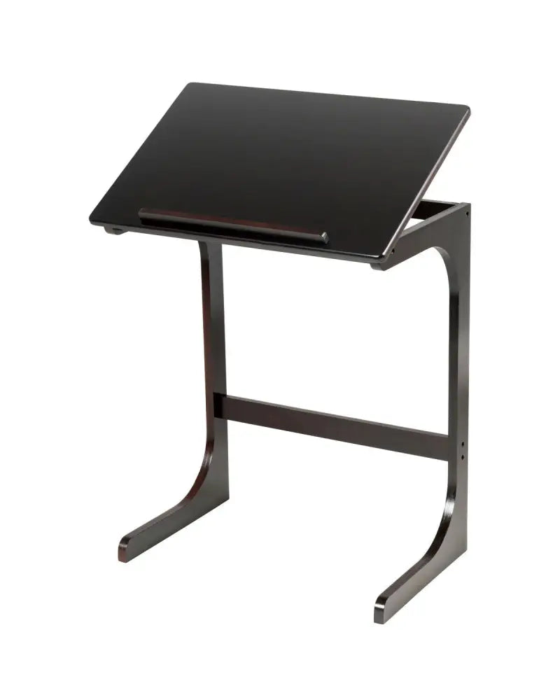 Adjustable C-Shape Couch End Table wth Tilting Top-Brown - Brown - End & Side Tables
