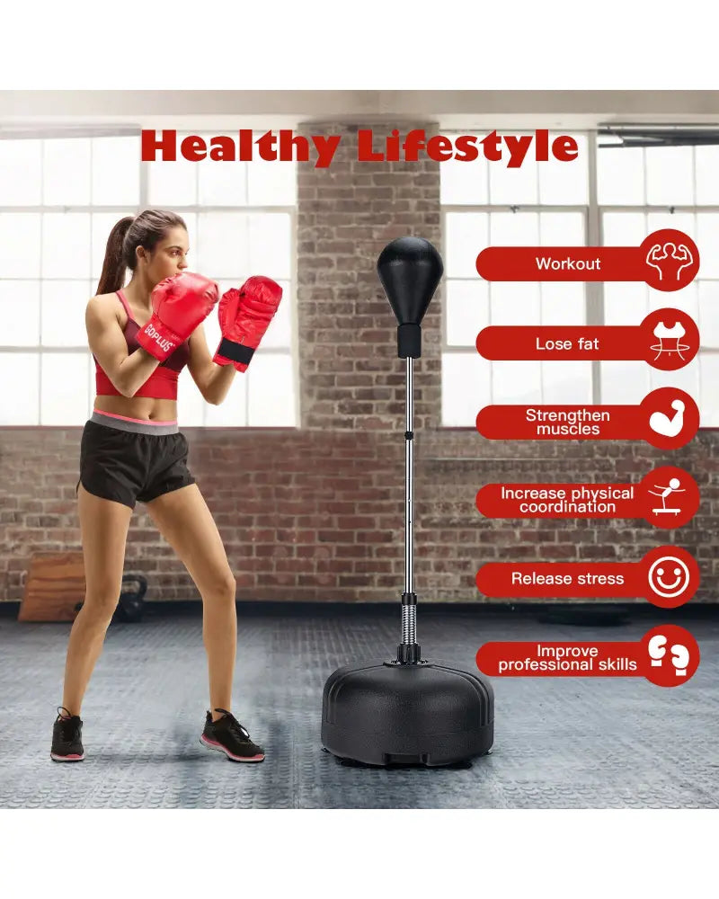 Adjustable Freestanding Punching Bag with Boxing Gloves for Adults and Kids - Black - Boxing & Martial Arts