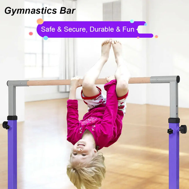 Adjustable Gymnastics Bar Horizontal Bar for Kids-Purple - Purple - Toy Sports
