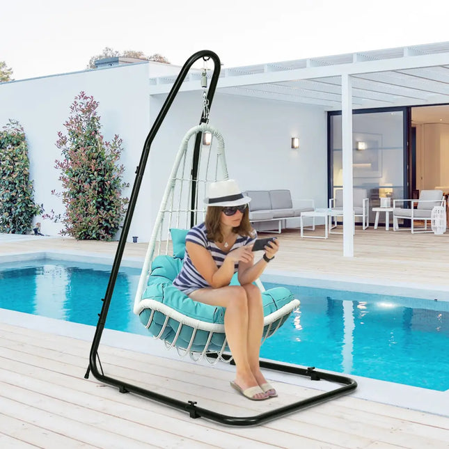 Adjustable Hammock Chair Stand Steel Frame for Outside - Black - Hammocks