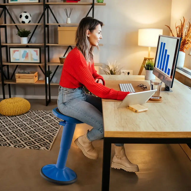 Adjustable-Height Wobble Chair Active Learning Stool for Office Stand Up Desk-Navy - Navy - Kneeling Chairs