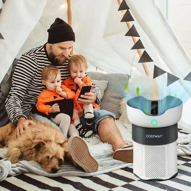 Air Purifier with Sleep Mode for Home Office up to 1300 Sq Ft-White Costway