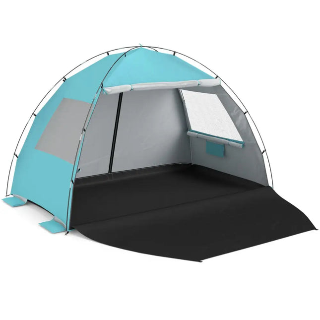 Beach Tent Sun Shelter with Canopy with Extended Floor and Vent Windows-Blue - Blue - Tents