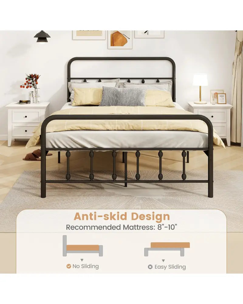 Bed Frame with Headboard and Under Bed Storage Black-Full Size - Simple Bed Frame