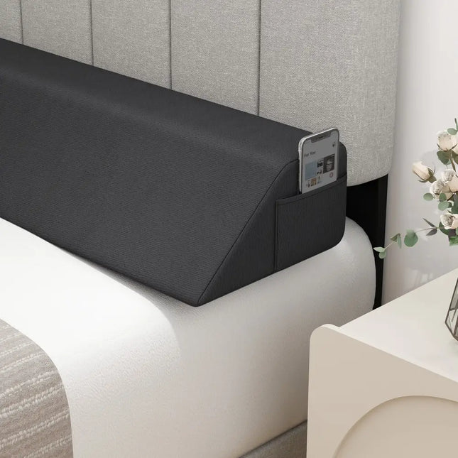 Bed Wedge Pillow with Storage Bag-Twin Size - Gray - Bedding