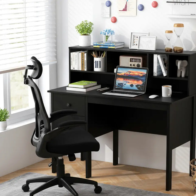 Black 48 inch Computer Desk and Ergonomic Mesh Office Chair Bundle for Home Office - Home Office