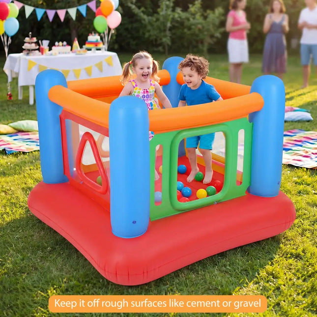 Blow Up Jumping House for Kids with Transparent Side Walls-Blue - Blue - Bounce House
