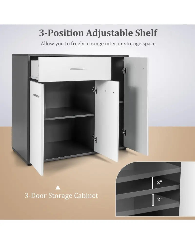 Buffet Sideboard Storage Cabinet with Spacious Table Top - Black & White - Sideboards Cabinets & Buffets