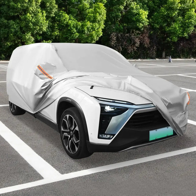 Car Cover for Automobiles 190 Inch Rain Sun UV Protection Universal Fit SUV Chevrolet Hyundai Kia Mazda - Silver