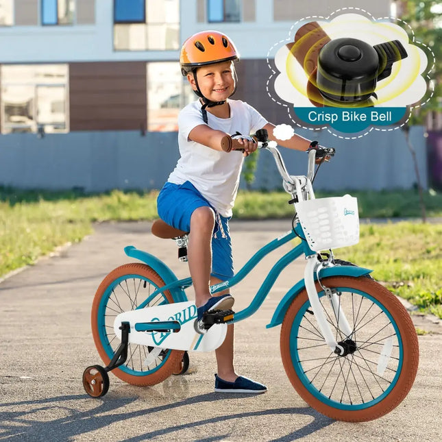 Children Bicycle with Front Handbrake and Rear Coaster Brake - Turquoise - Oasis Home Essentials