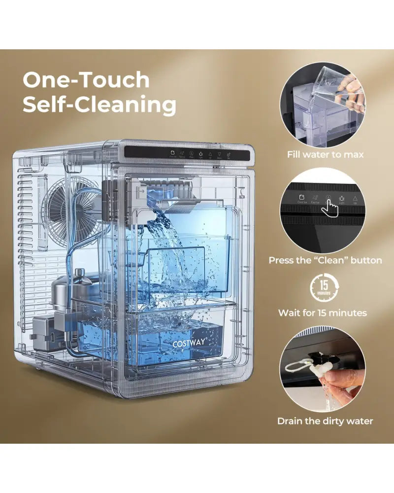 Clear Ice Cube Maker Countertop 1.6 Inches Large Square Ice Cubes-Silver - Silver - Ice Makers