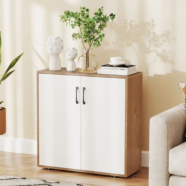 Coffee Bar Cabinet with 5-Position Adjustable Shelf for Living Room Dining Room-Natural - Natural - Sideboards Cabinets