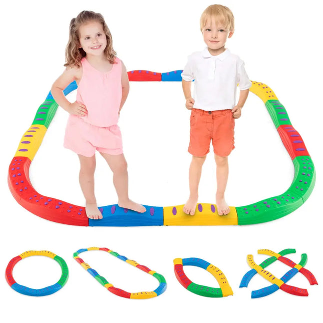 Colorful Kids Wavy Balance Beam with Textured Surface and Non-slip Foot Pads-Multicolor - Multicolor - Outdoor Play