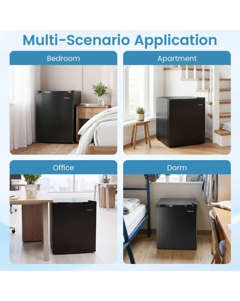 Compact Mini Fridge with 7-Level Adjustable Thermostat-Black - Black - Refrigerators