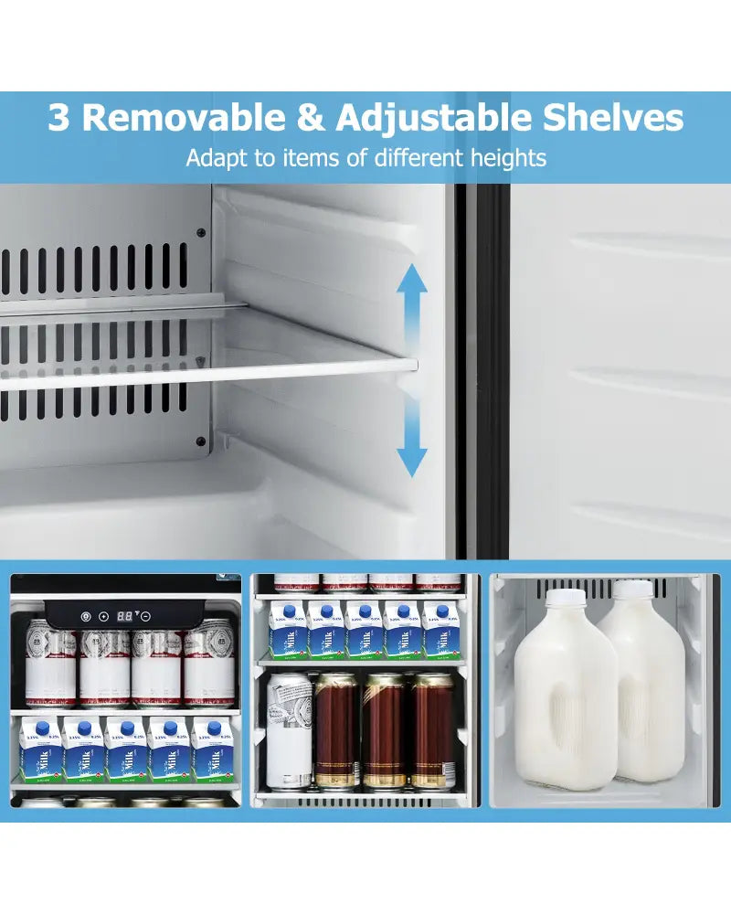 Compact Refrigerator with Adjustable Thermostat and Stainless Steel Door-Silver - Silver - Refrigerators