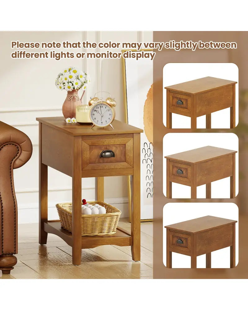 Contemporary Chair Side End Table Compact Table with Drawer Nightstand-Yellow - Yellow - End & Side Tables