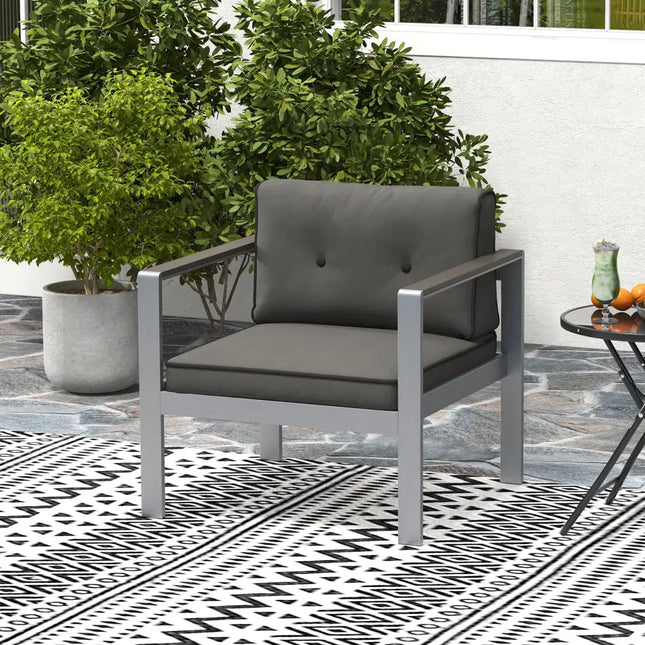 Contemporary Sofa Chair with WPC Armrests and Back Cushions-Gray - Gray - Patio Dining Chairs