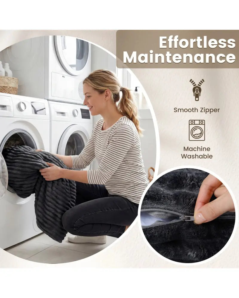 Convertible Bean Bag Floor Sofa with Machine-washable Corduroy Cover-Dark Gray - Dark Gray - Floor Chairs