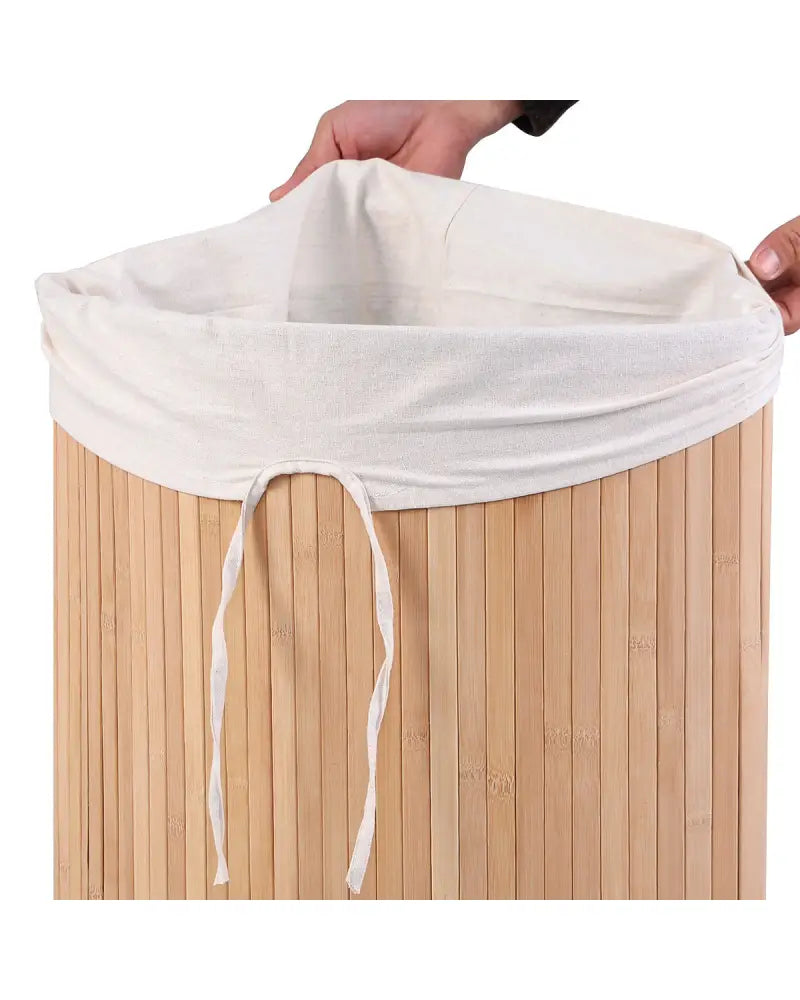 Corner Bamboo Hamper Laundry Basket - Natural - Laundry Baskets