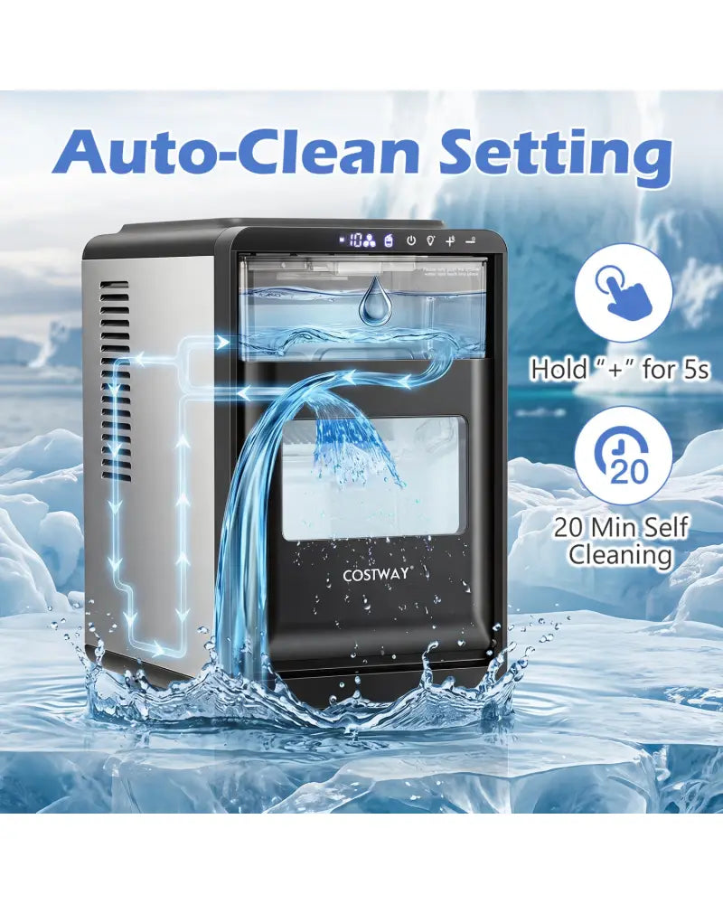 Crescent Ice Maker Countertop 26 Lbs/24H Ice Machine with 16 Crescent Cubes-Black - Black - Ice Makers