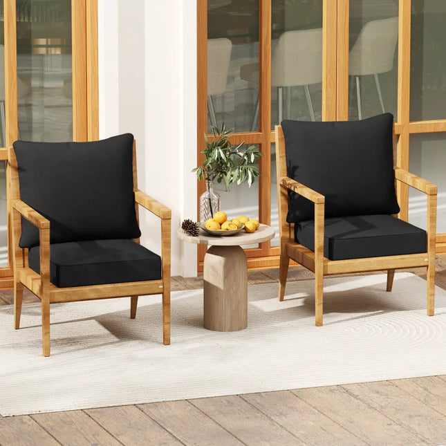 Deep Seat Chair Cushion Pads Set with Rope Belts for Indoor and Outdoor-Black - Black - Outdoor Furniture Accessories