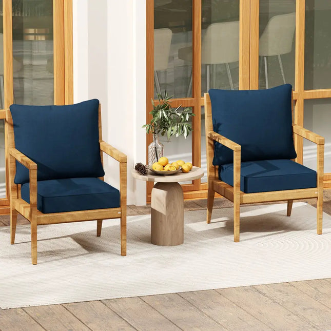 Deep Seat Chair Cushion Pads Set with Rope Belts for Indoor and Outdoor-Blue - Blue - Outdoor Furniture Accessories