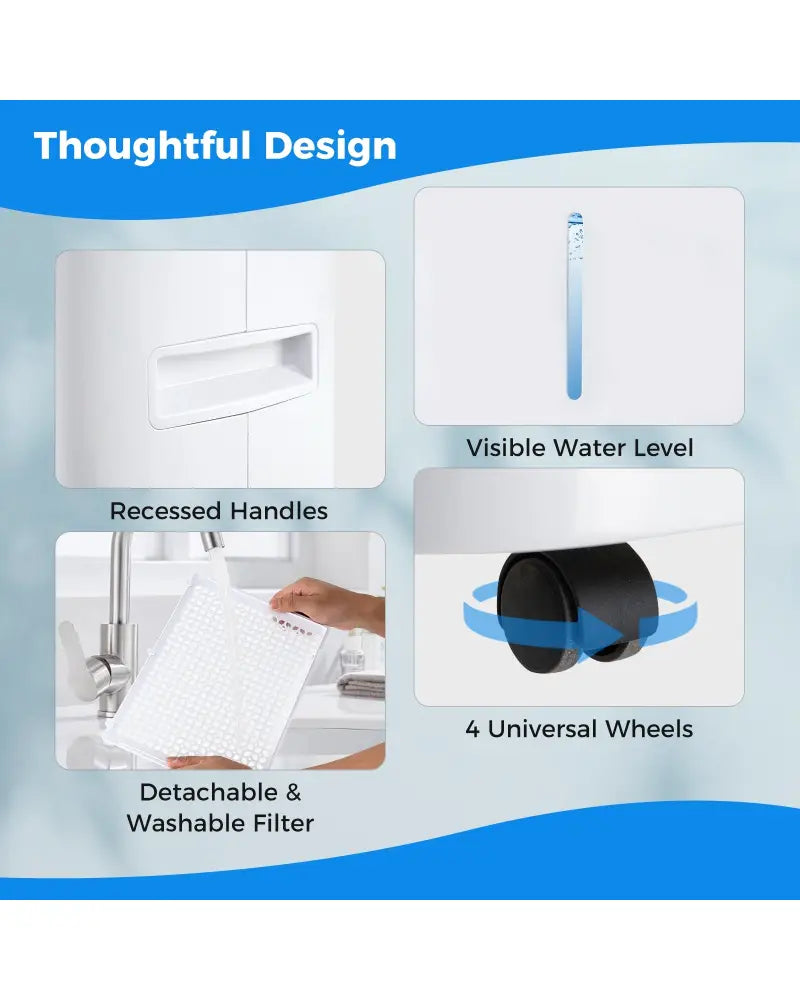 Dehumidifier with Auto Drain or Manual Drainage for Home Basement-White - White - Dehumidifiers