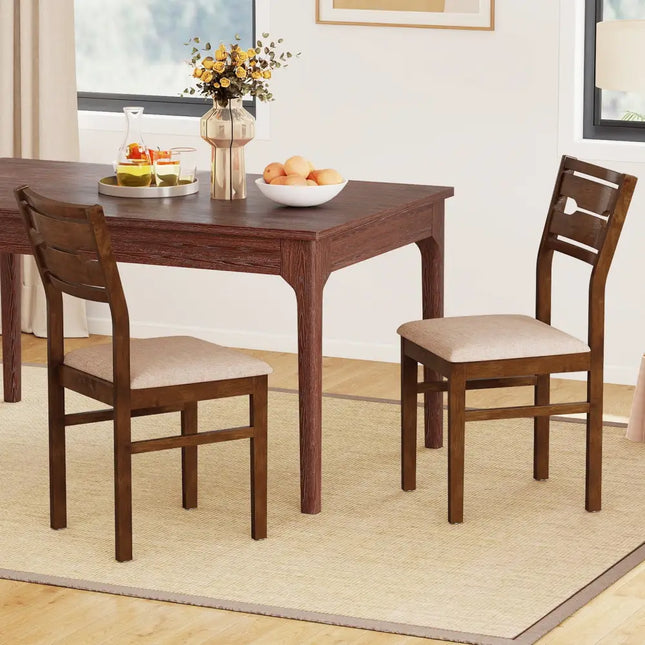 Dining Chair Set of 2/4 with Rubber Wood Frame and Padded Seat-4 - Dining Chairs