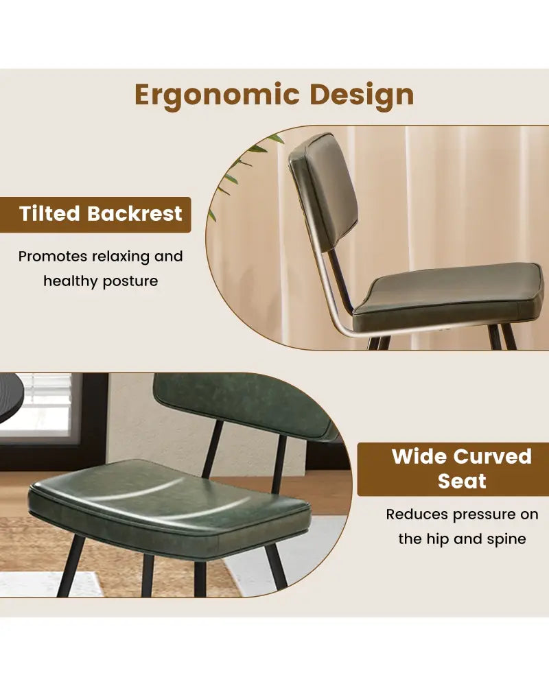 Dining Chair Set of 2 with Padded Backrest and Seat-Dark Green - Dark Green - Dining Chairs