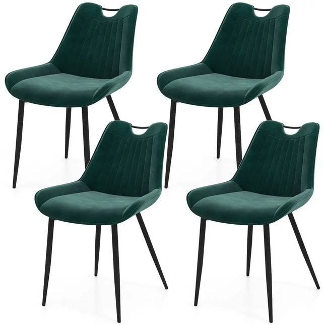 Dining Chair Set of 4 Faux Leather Upholstered Kitchen Chairs with Metal Legs-Turquoise - Turquoise - Kitchen & Dining