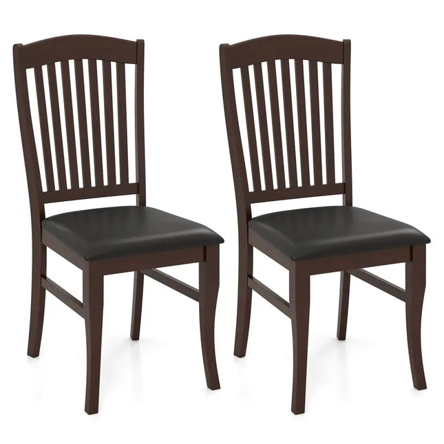 Dining Chairs Set of 2 Kitchen Side Chairs Mid-century Armless Dinette Chairs-Coffee - Coffee - Dining Chairs