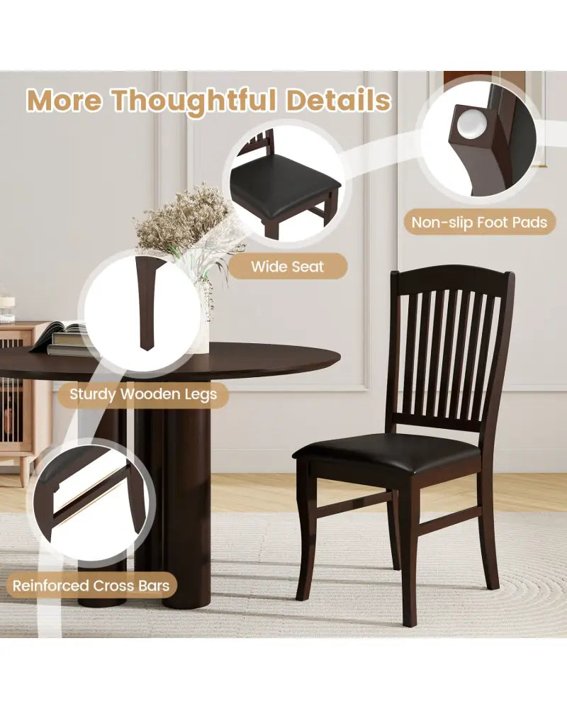 Dining Chairs Set of 2 Kitchen Side Chairs Mid-century Armless Dinette Chairs-Coffee - Coffee - Dining Chairs