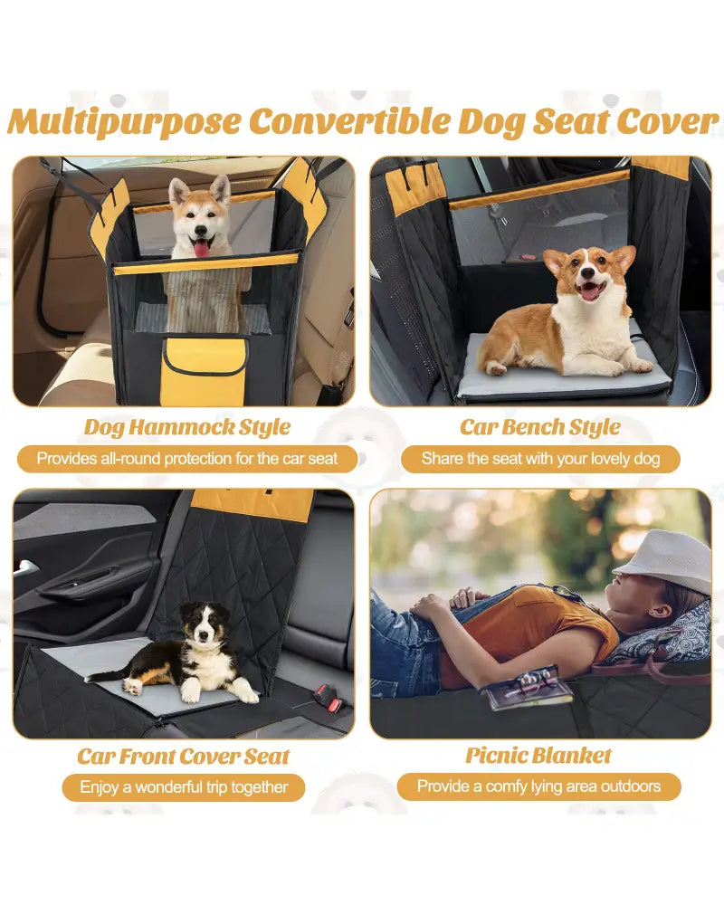 Dog Car Seat Cover with Mesh Window for Small and Medium Dogs-Black - Black - Dog Supplies