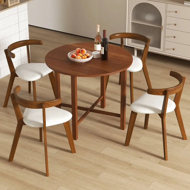 Dual Drop Leaf Dining Table for Small Spaces-Walnut - Walnut - Dining Tables