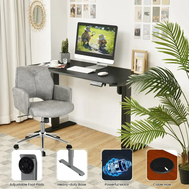 Electric Height Adjustable Standing Desk with Memory Controller-Black - Black - Standing Desks