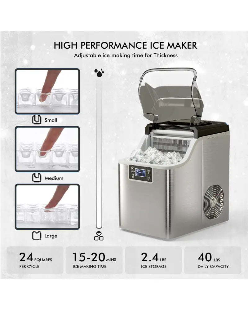Electric Portable Countertop Ice Maker with Ice Scoop and Basket-Sliver - Silver - Ice Makers