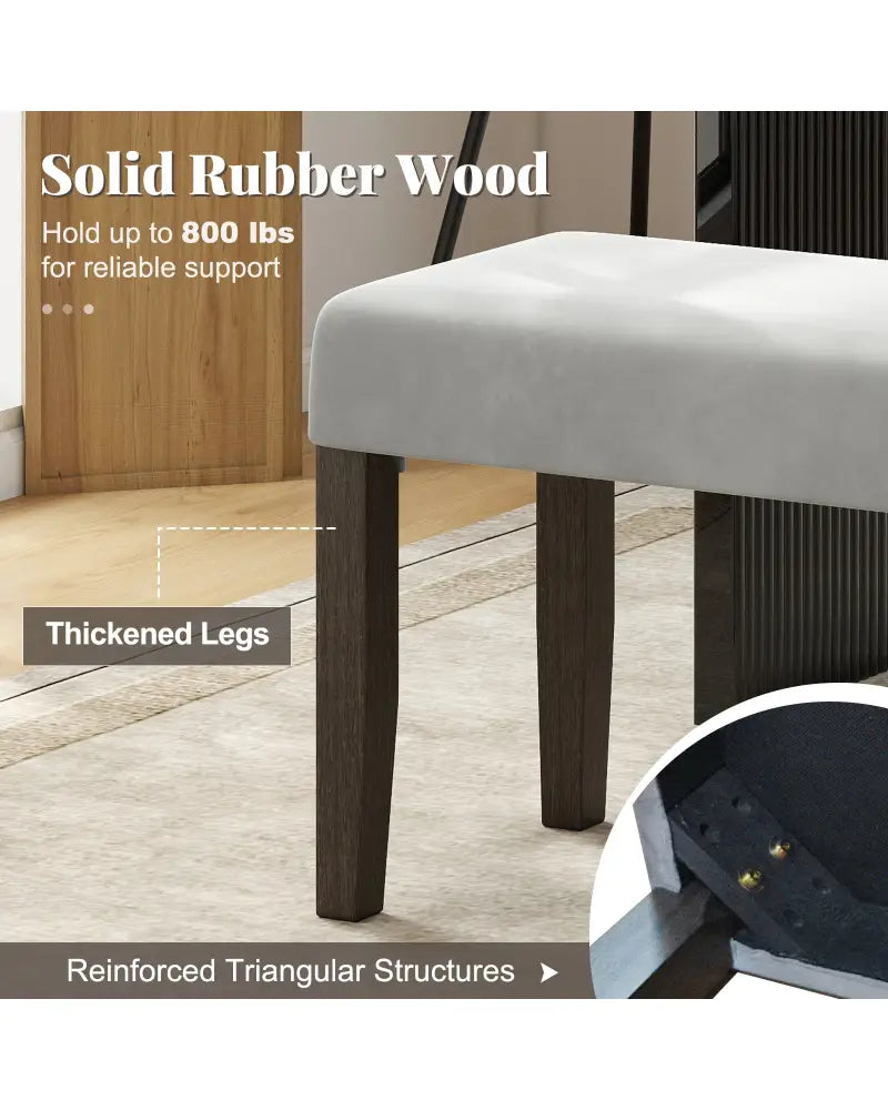 End of Bed Bench with Padded Seat and Solid Wood Legs-Gray - Gray - Shoe Racks & Storage Benches