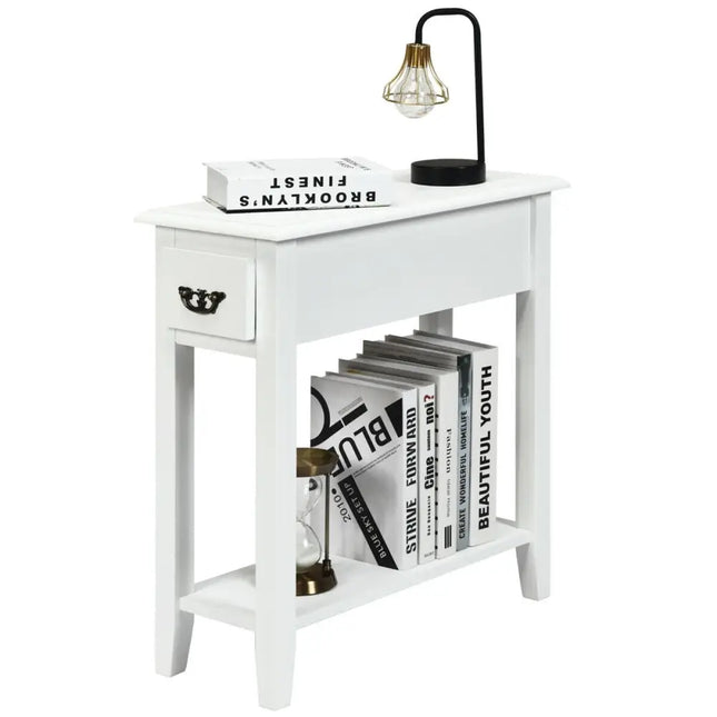 End Table Bedside Sofa End Table Narrow Nightstand with Wooden Legs - Yellow - End & Side Tables