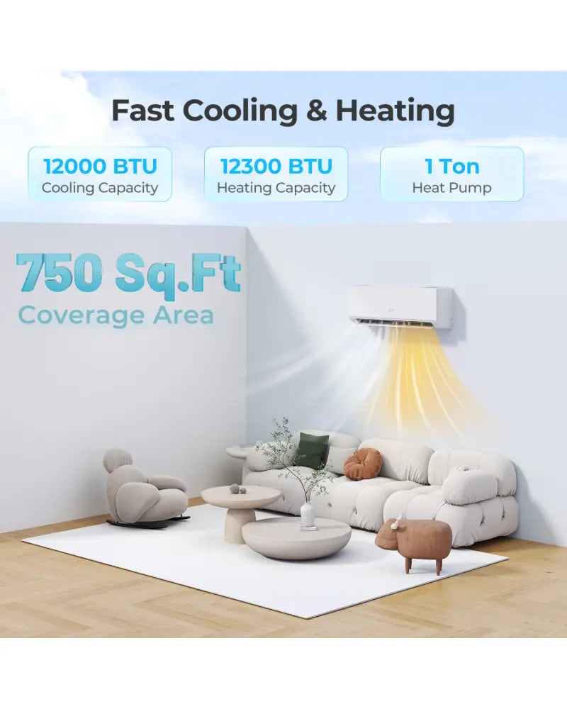 ENERGY STAR Certified 12000 BTU 24 SEER2 208-230V Mini Split Heat Pump with Bracket Heating at -25„ƒ - White - 12000