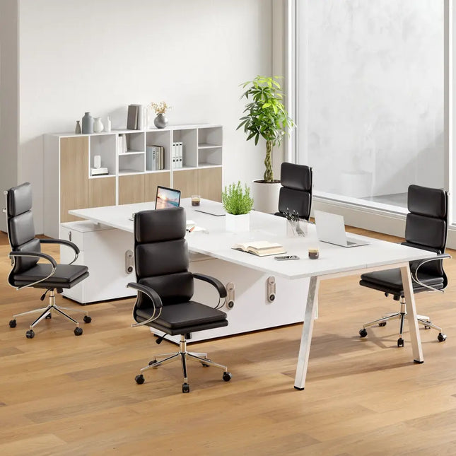 Ergonomic Leather Office Chair with Adjustable Height and Rocking Function-Black - Black - Ergonomic Chairs