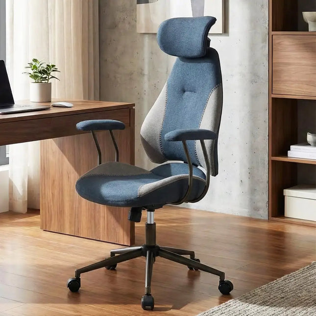 Ergonomic Office Chair Computer Desk Chair with 2D Headrest and Rocking Backrest-Gray - Gray - Ergonomic Chairs