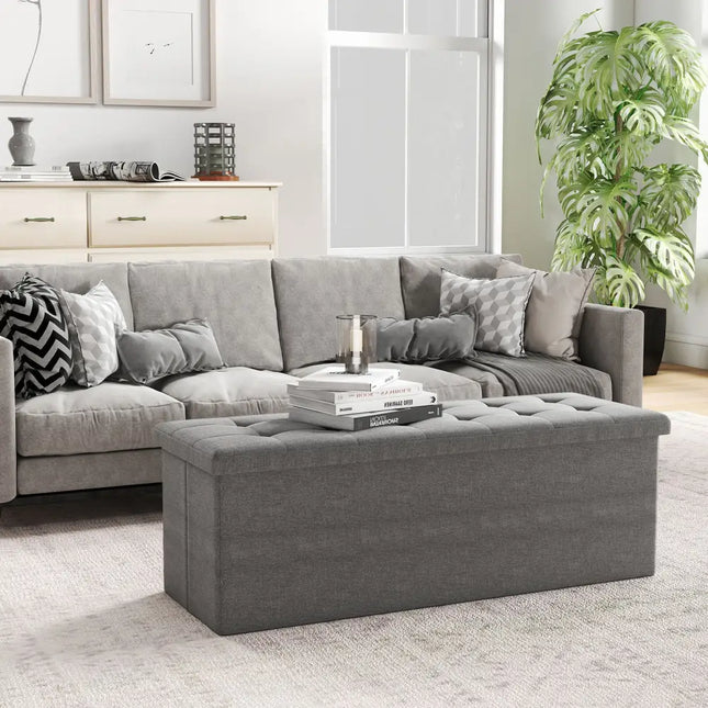 Fabric Folding Storage with Divider Bed End Bench-Dark Gray - Dark Gray - Shoe Racks & Storage Benches