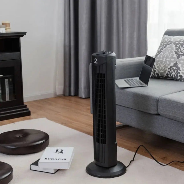 Fantask 35W 28 Inch Quiet Bladeless Oscillating Tower Fan-Black Costway