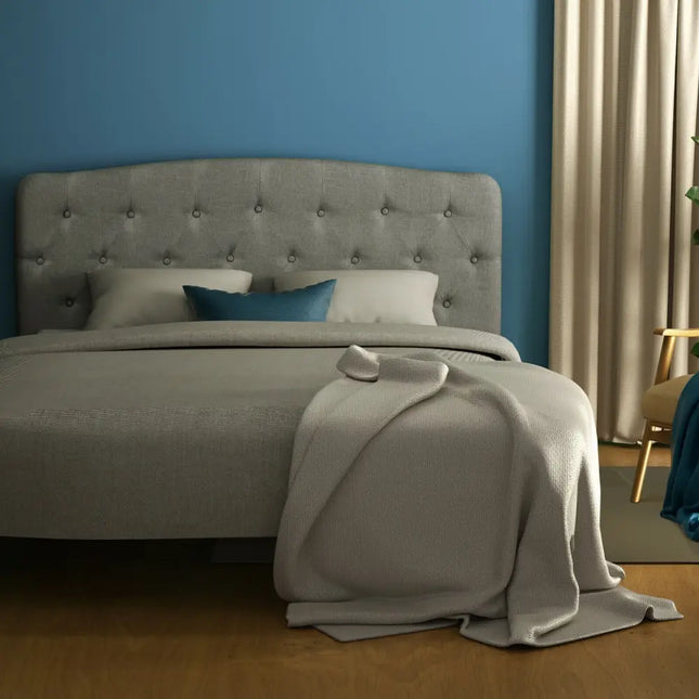Faux Linen Headboard with Adjustable Heights-Light Gray - Light Gray - Headboards