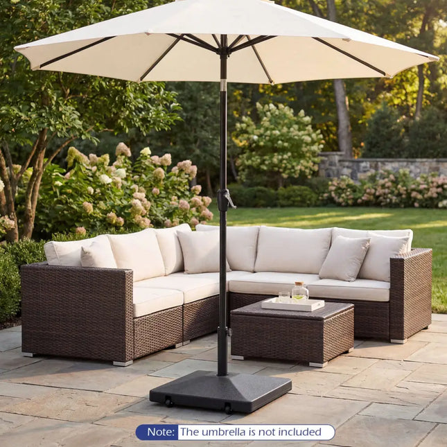 Fillable Umbrella Base 90 LBS Heavy Duty with 2 Wheels-Black - Black - Outdoor Umbrella Bases