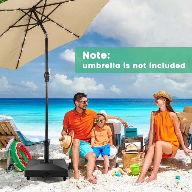 Fillable Umbrella Base Stand with Lockable Universal Wheels - Black - Outdoor Umbrella Bases
