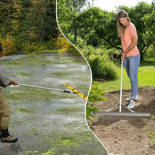 Floating Weed Lake Rake 36cm Aquatic Pond Weed Cutter with Foam Floats - Lawn Care Tools