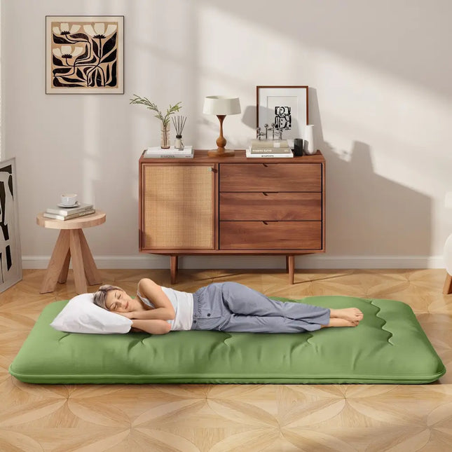 Floor Mattress with Washable Cover and Carry Bag-Twin Size - Green - Mattresses