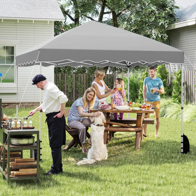Foldable 10 X 10 Feet Pop up Canopy Tent with Wheeled Bag-Gray - Gray - Canopies