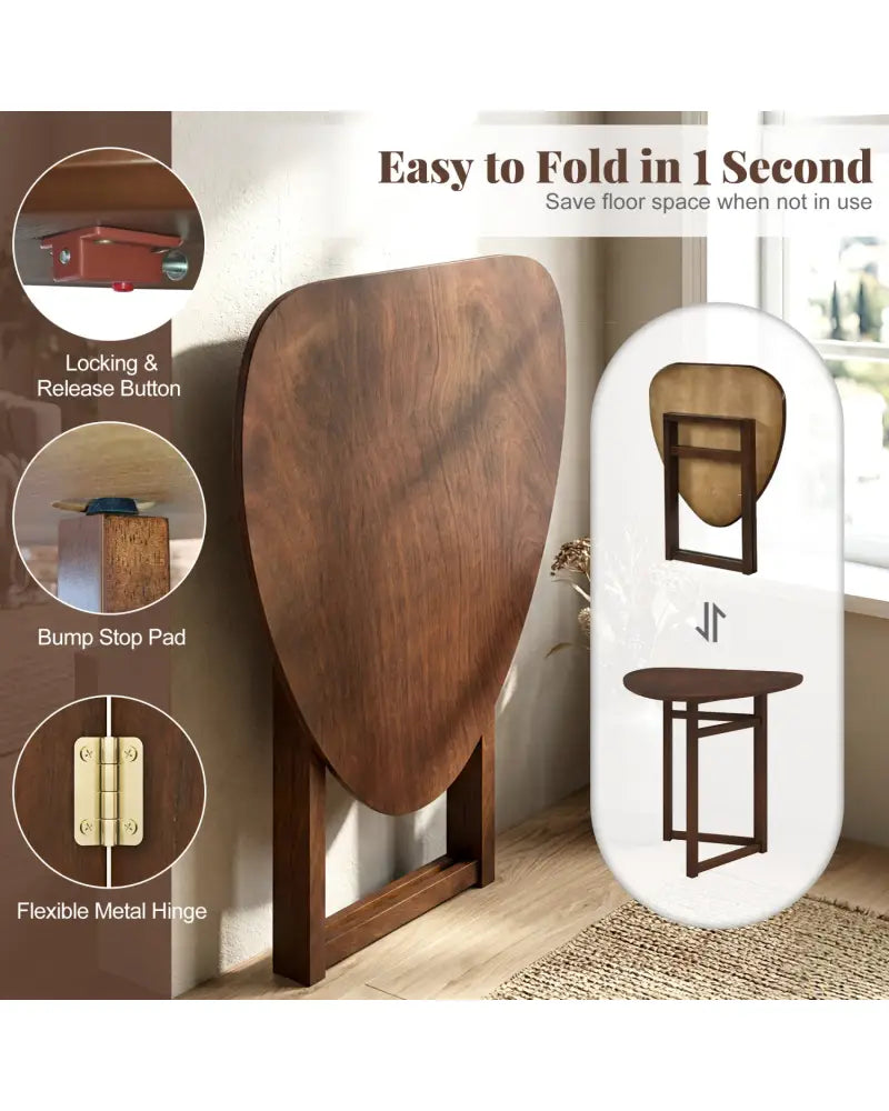 Foldable Dining Table 31.5’’ Triangular Small Kitchen Table for 2-Walnut - Walnut - Dining Tables